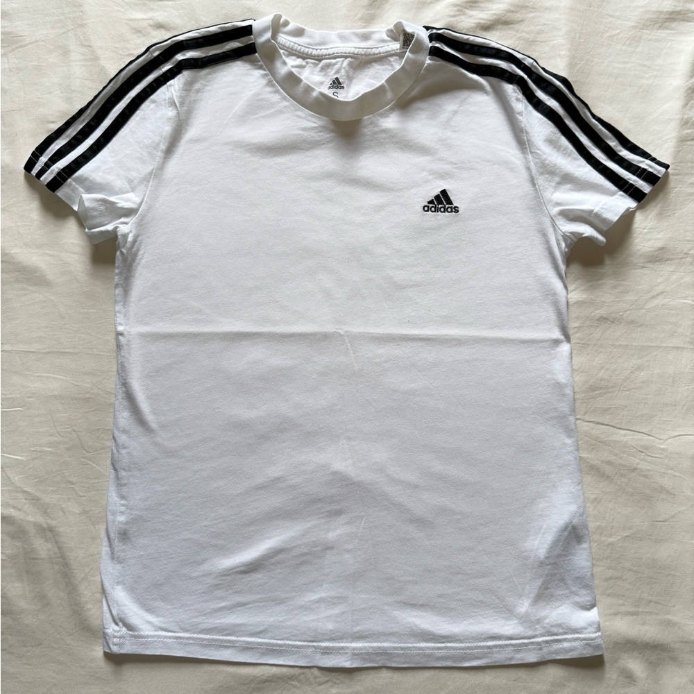 Adidas white and black t-shirt